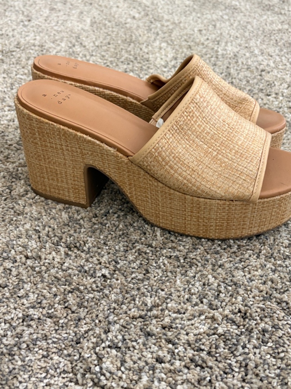 a new day Tan Woven Platform Mule Sandals